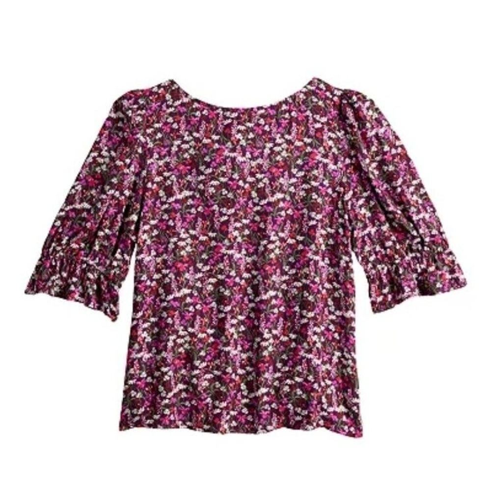 Draper James RSVP Blouse Women 2XL Plus Ruffled Floral 3/4 Sleeve Top 0179